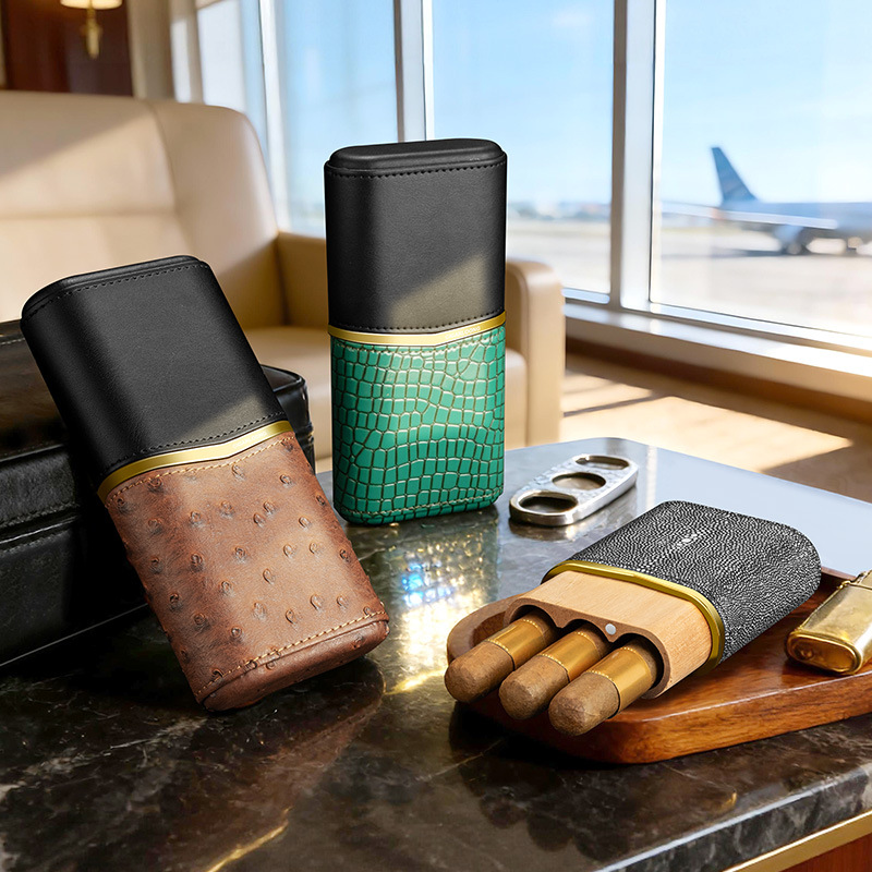Leather Cigar Case﻿ Cedar Wood - Packaging ulasan dan harga