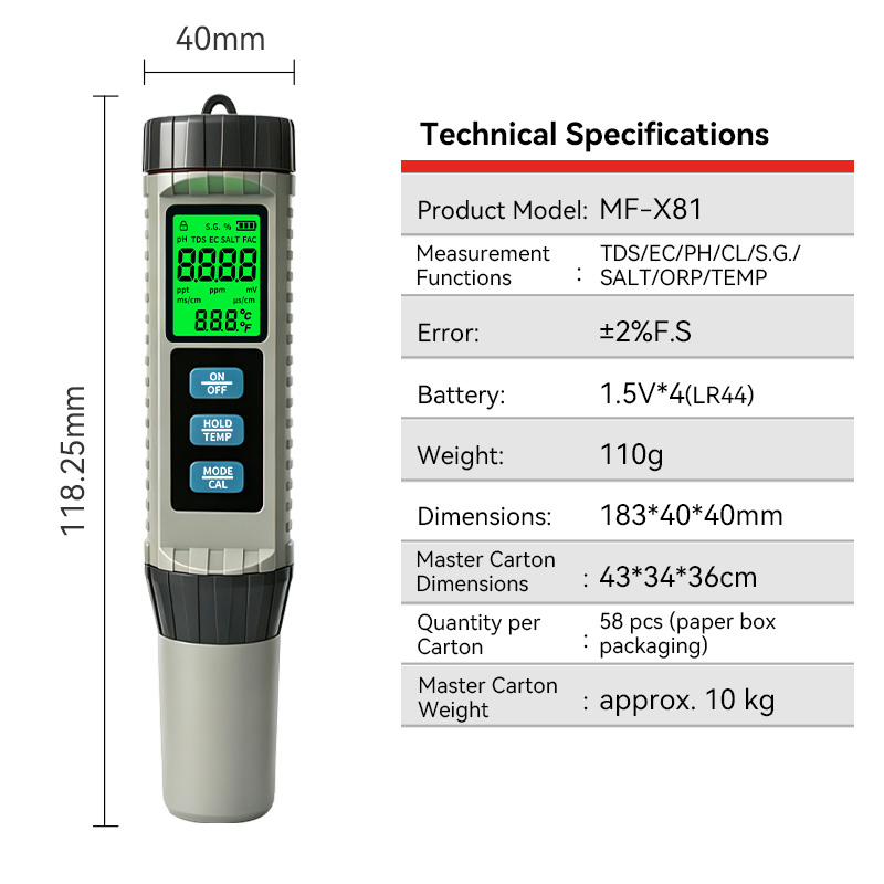 MF-X81 Portable Multi Water Qu - Ph Meter Digital Water Tester ulasan dan harga